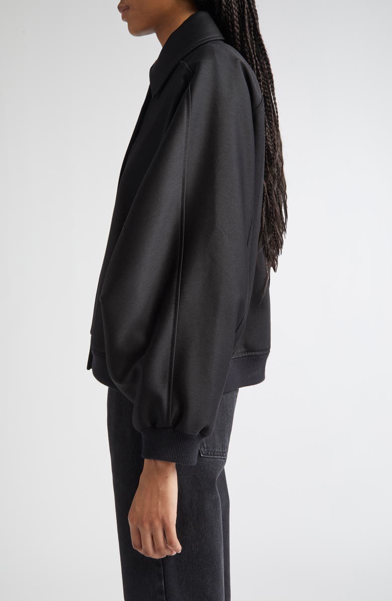 LOULOU DE SAISON Frost Batwing Sleeve Wool Blend Bomber Jacket, Alternate, color, Black