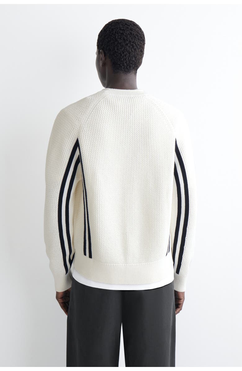 COS Striped Open-Knit Cotton Cardigan, Alternate, color, White / Black