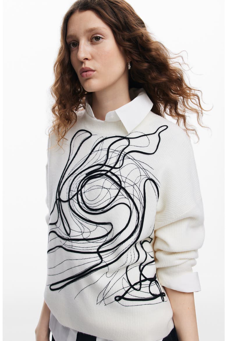 Montpelier Lacroix Cotton Graphic Crewneck Sweater, Alternate, color, WHITE
