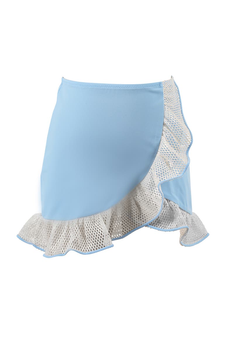 Asymmetric Mesh Wrap-Style Swim Skirt, Main, color, Blue