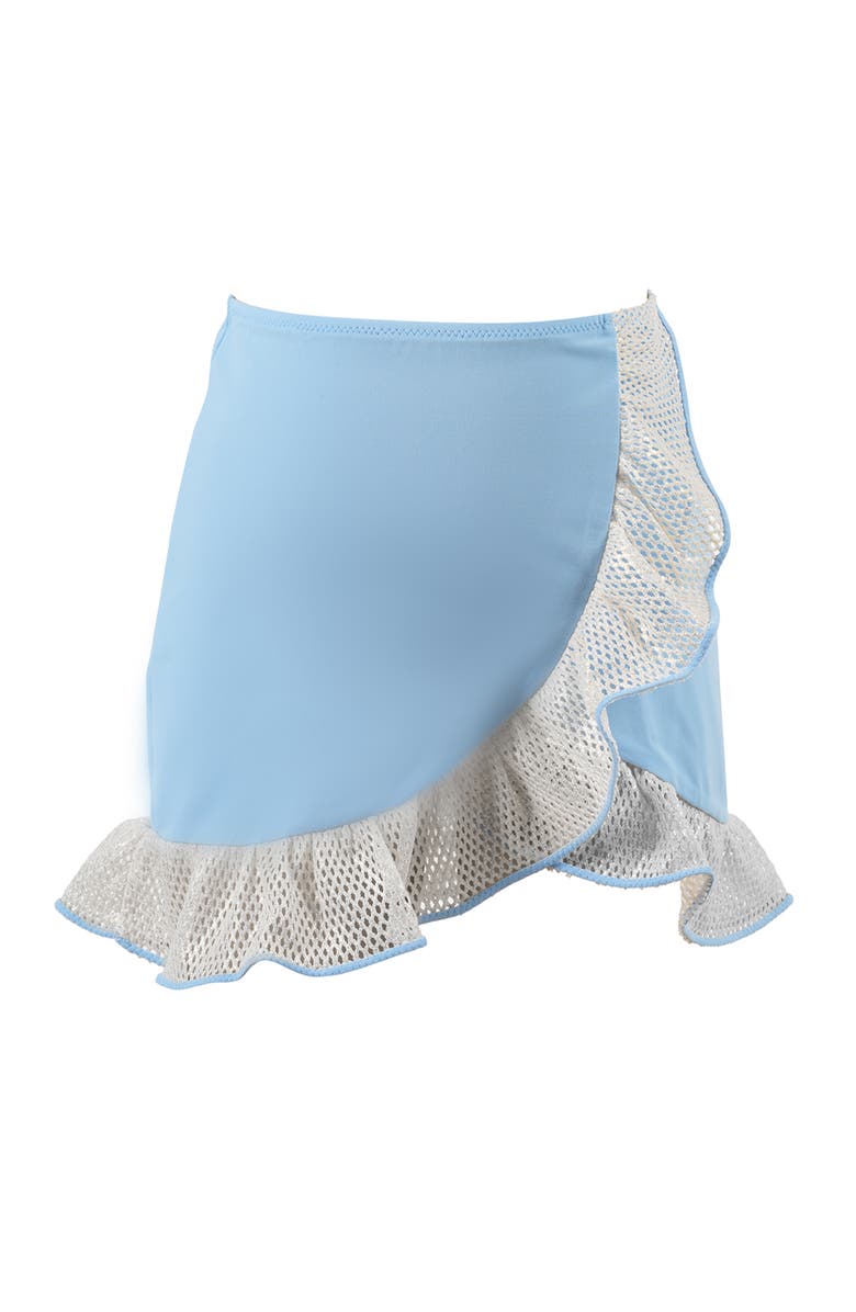 NESSI BYRD Asymmetric Mesh Wrap-Style Swim Skirt, Main, color, Blue