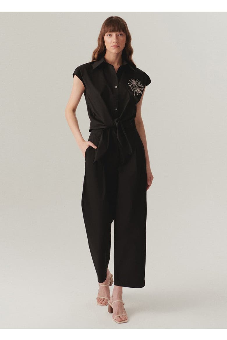Elsie Polished Flowing Trousers, Main, color, BLACK