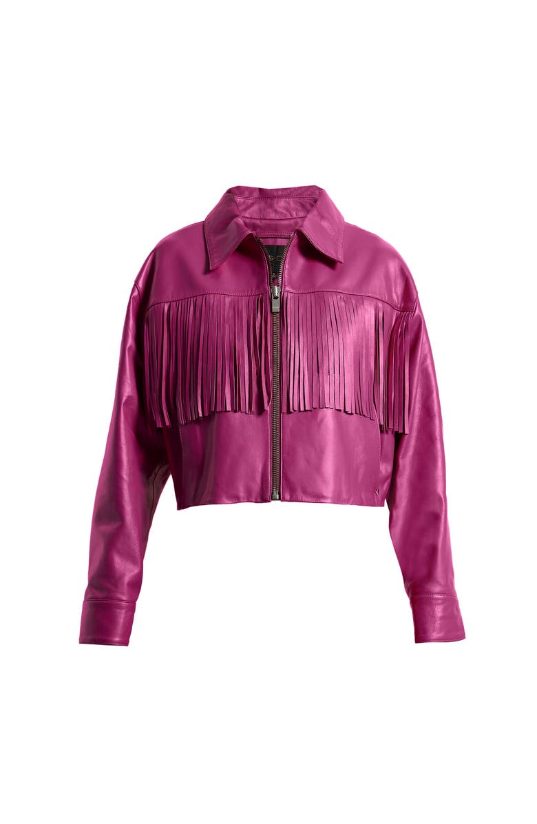 AS by DF Jeremiah Upcycled Leather Fringe Jacket, Alternate, color, Rose