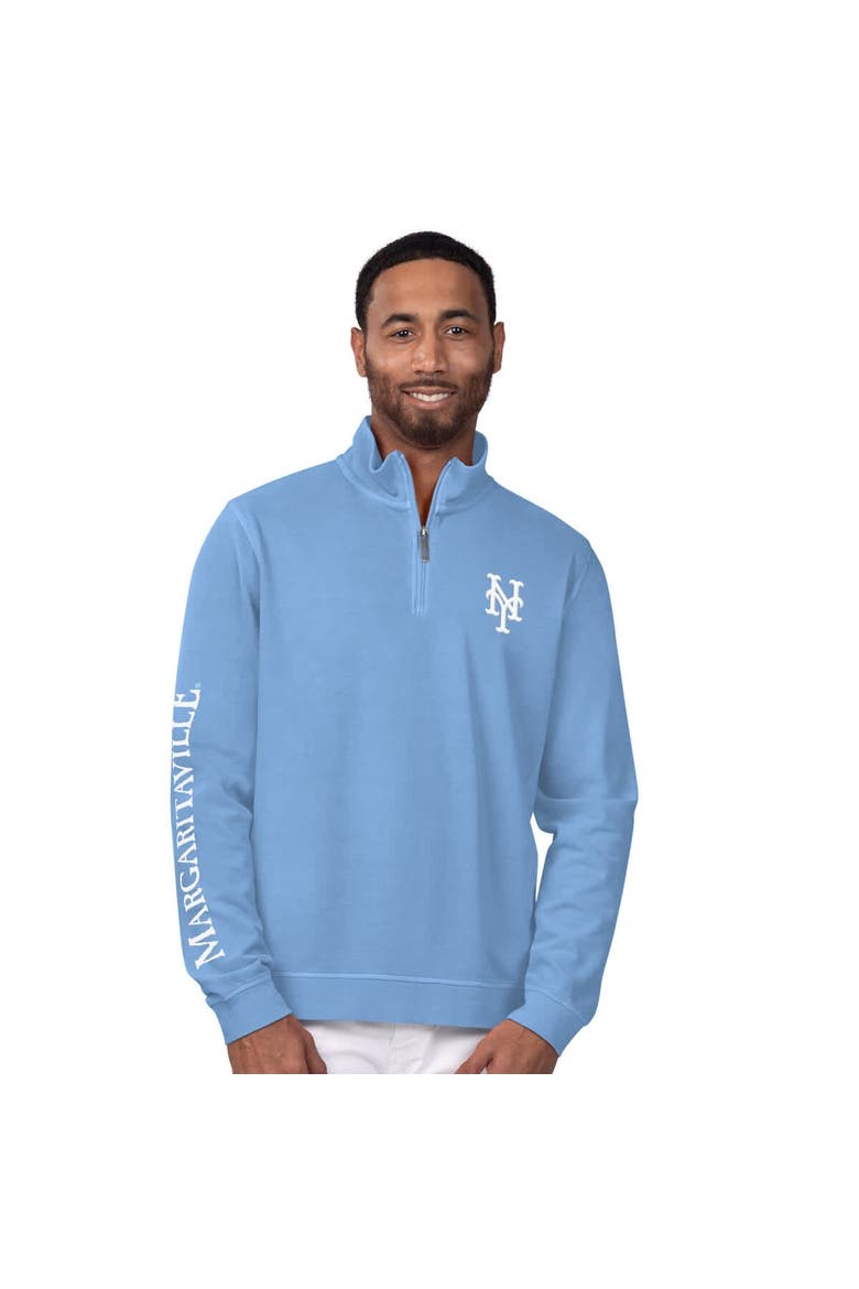 Men's Margaritaville Light Blue New York Mets First Pitch Quarter-Zip Pullover Top, Alternate, color, Light Blue