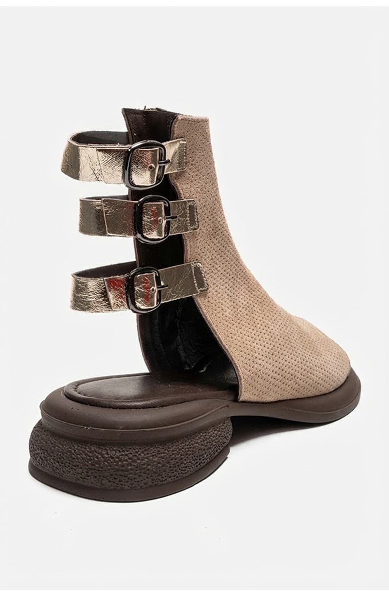 Forever & Always Shoes Carina Leather Side Zip Sandal, Alternate, color, Beige Suede