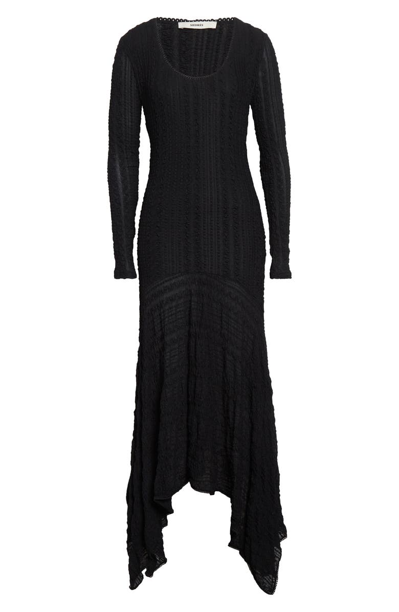 Siedrés Olle Long Sleeve Handkerchief Hem Dress, Alternate, color, Black