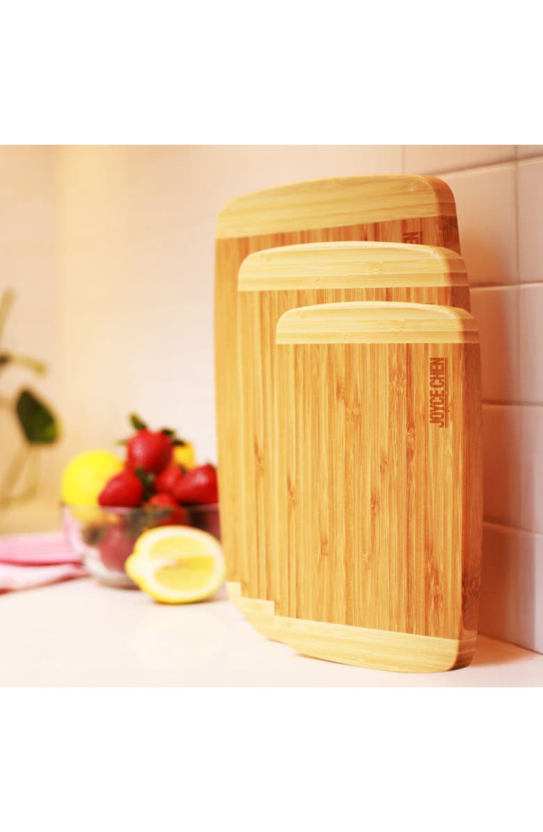 JOYCE CHEN Burnished Cutting Board Set, 3 pack, Alternate, color, Bamboo