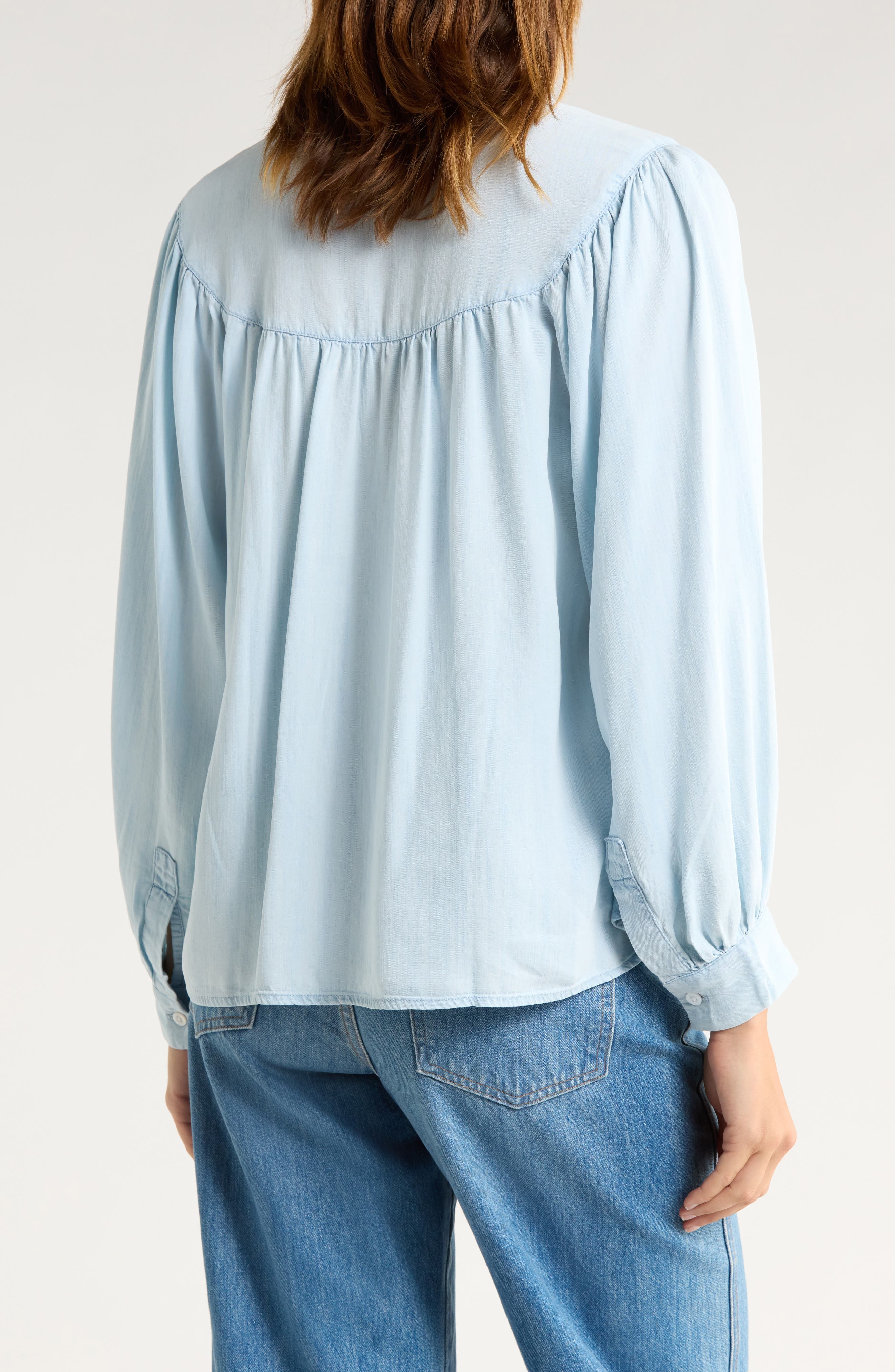 Fable Split Neck Chambray Top - image 2