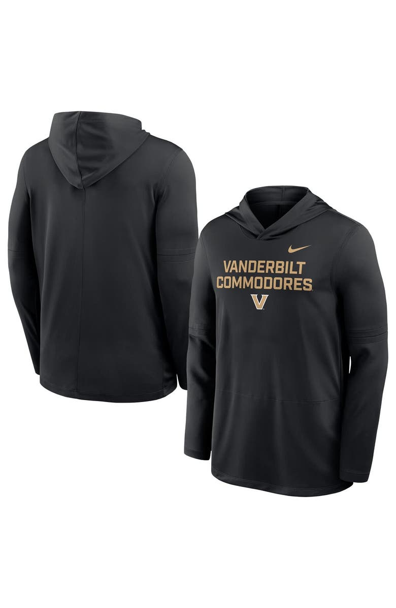 Nike Men's Nike Black Vanderbilt Commodores 2025 Sideline Dri-FIT Long Sleeve Hoodie T-Shirt, Main, color, 