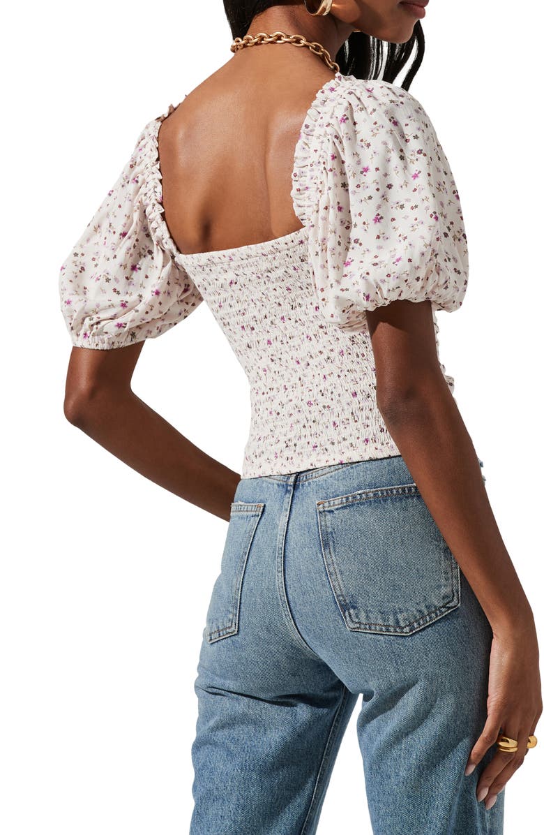 ASTR the Label Floral Ruched Puff Sleeve Top, Alternate, color,