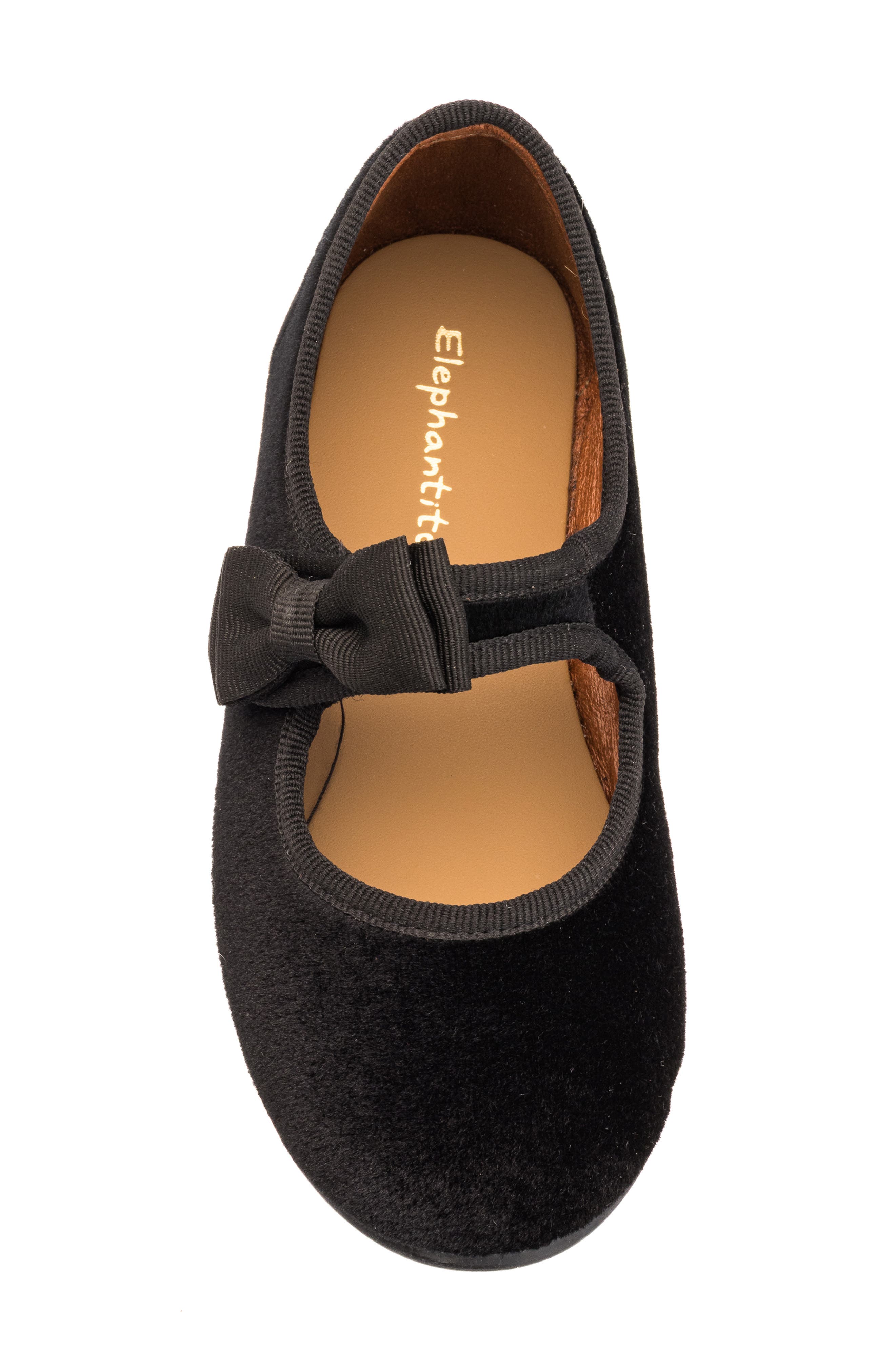 Elephantito Kids' Velvet Bow Mary Jane Flat, Alternate, color, Black