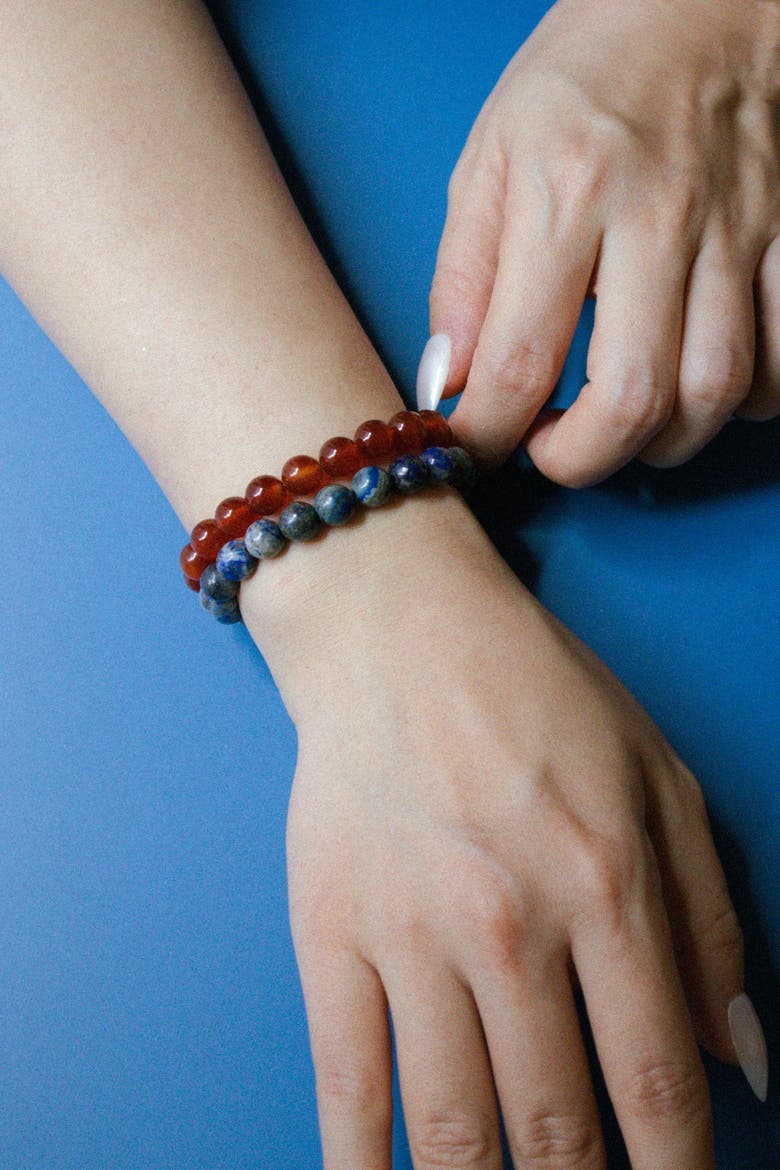 Manifest Protection Blue Crystal Beaded Bracelet, Alternate, color, Blue