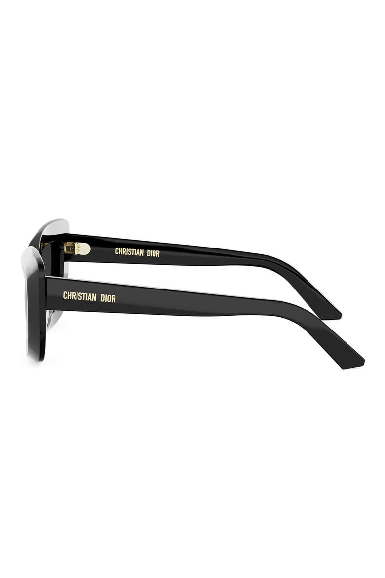 'DiorMidnight B3I 54mm Cat Eye Sunglasses, Alternate, color, SHINY BLACK / SMOKE