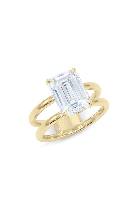 Emerald Cut Double Band Lab Created Diamond Ring
