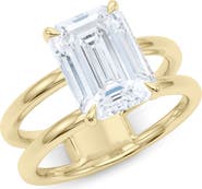 HauteCarat Emerald Cut Double Band Lab Created Diamond Ring