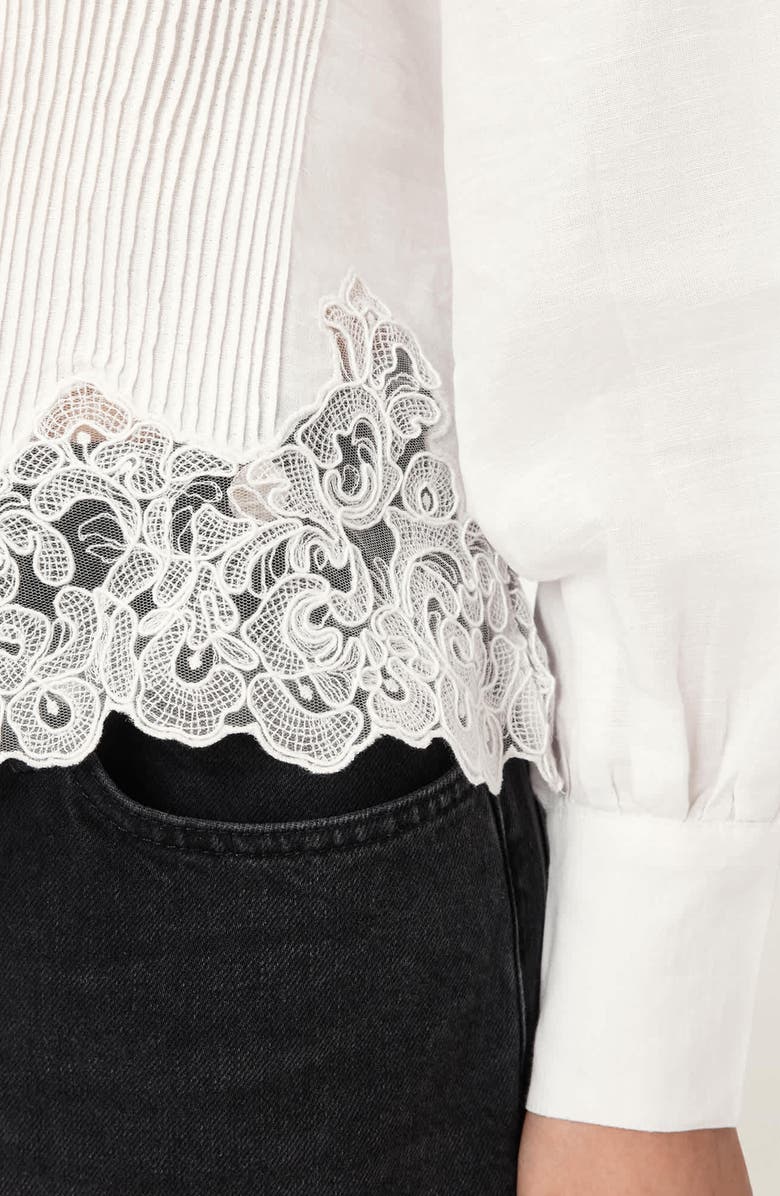 AllSaints Carol Lace Shirt, Alternate, color, White