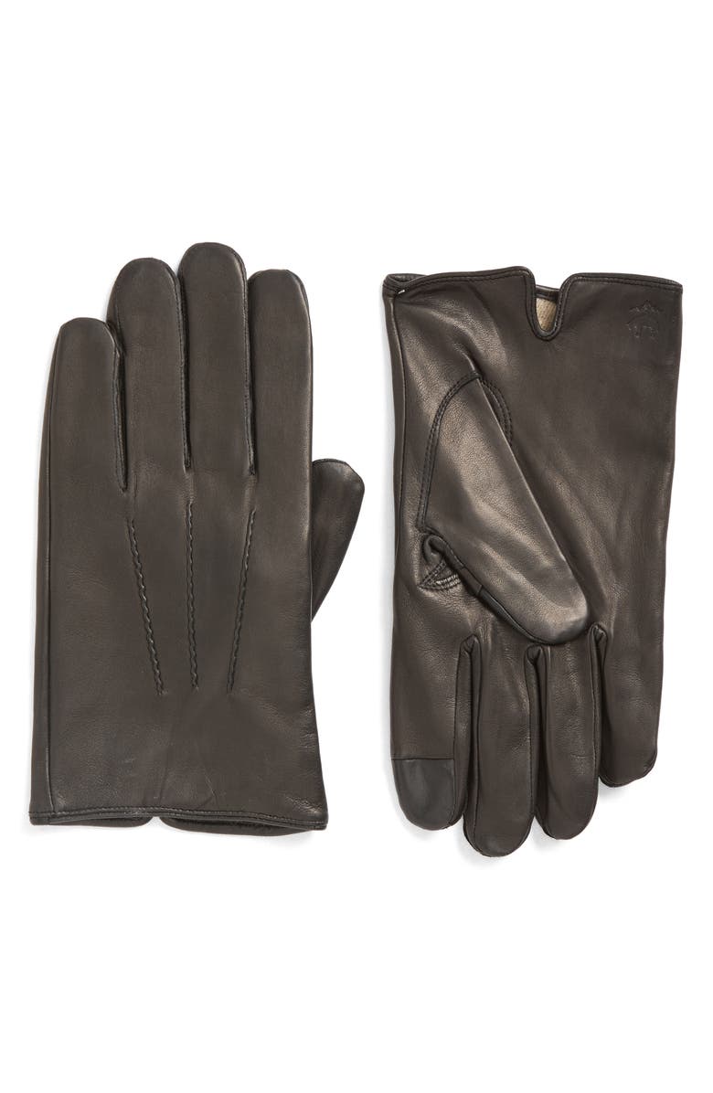 Brooks Brothers Classic Leather Gloves, Main, color, Black