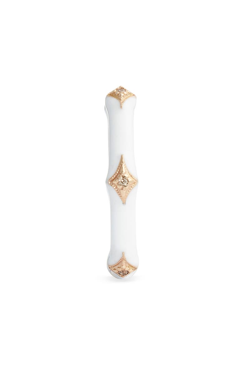 New World 14k Gold & Enamel Band Ring, Alternate, color, WHITE ENAMEL