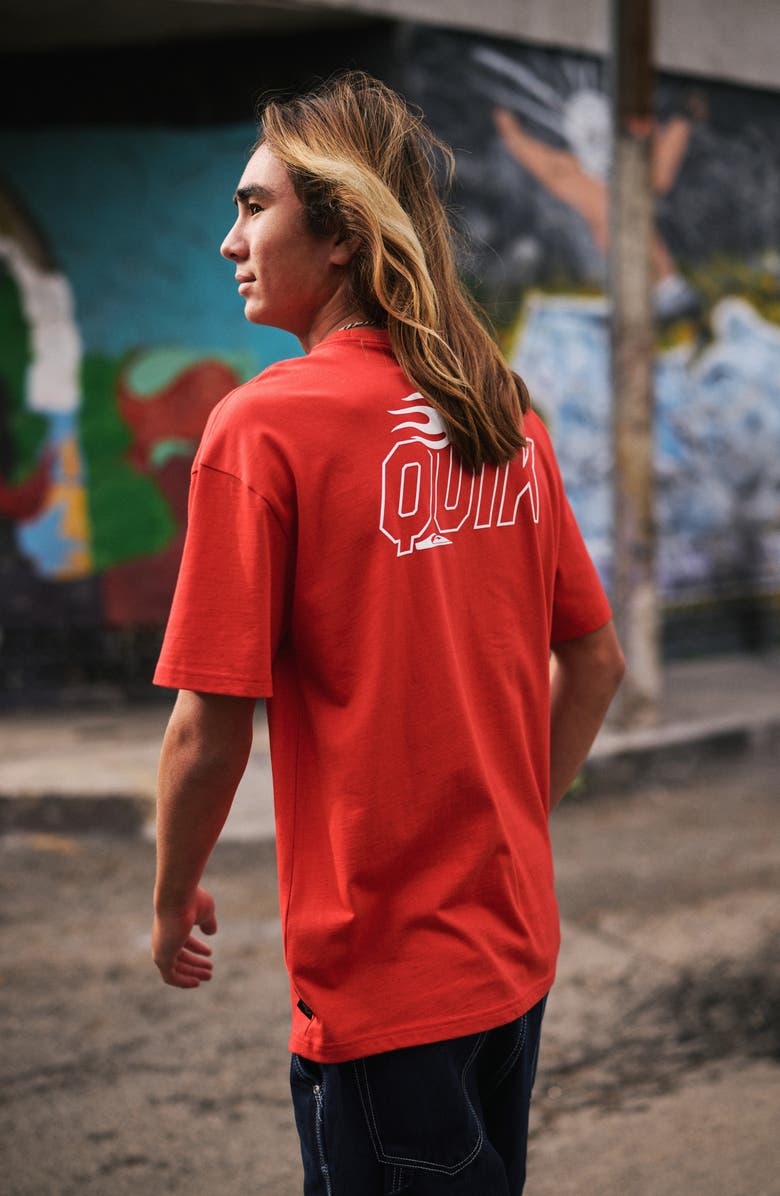 Quiksilver Stacked Mer Cotton Graphic T-Shirt, Alternate, color, Salsa