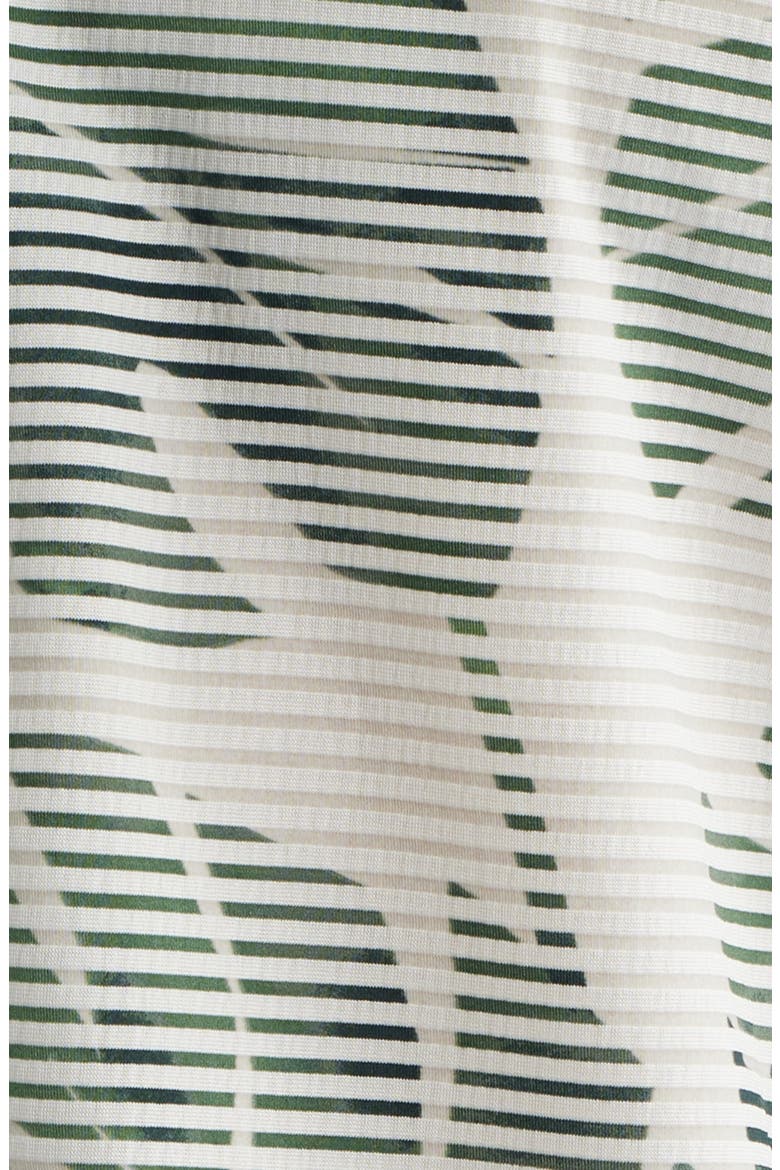 Costa Wave Monstera Mash Seersucker Stripe IslandZone® Short Sleeve Button-Up Shirt, Alternate, color, DARK JADE
