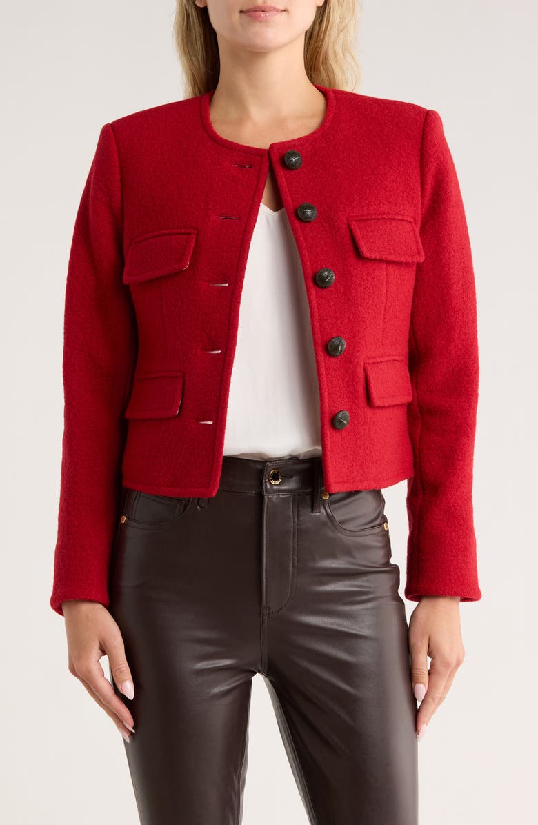 Veronica Beard Leslie Virgin Wool Jacket, Main, color, Crimson