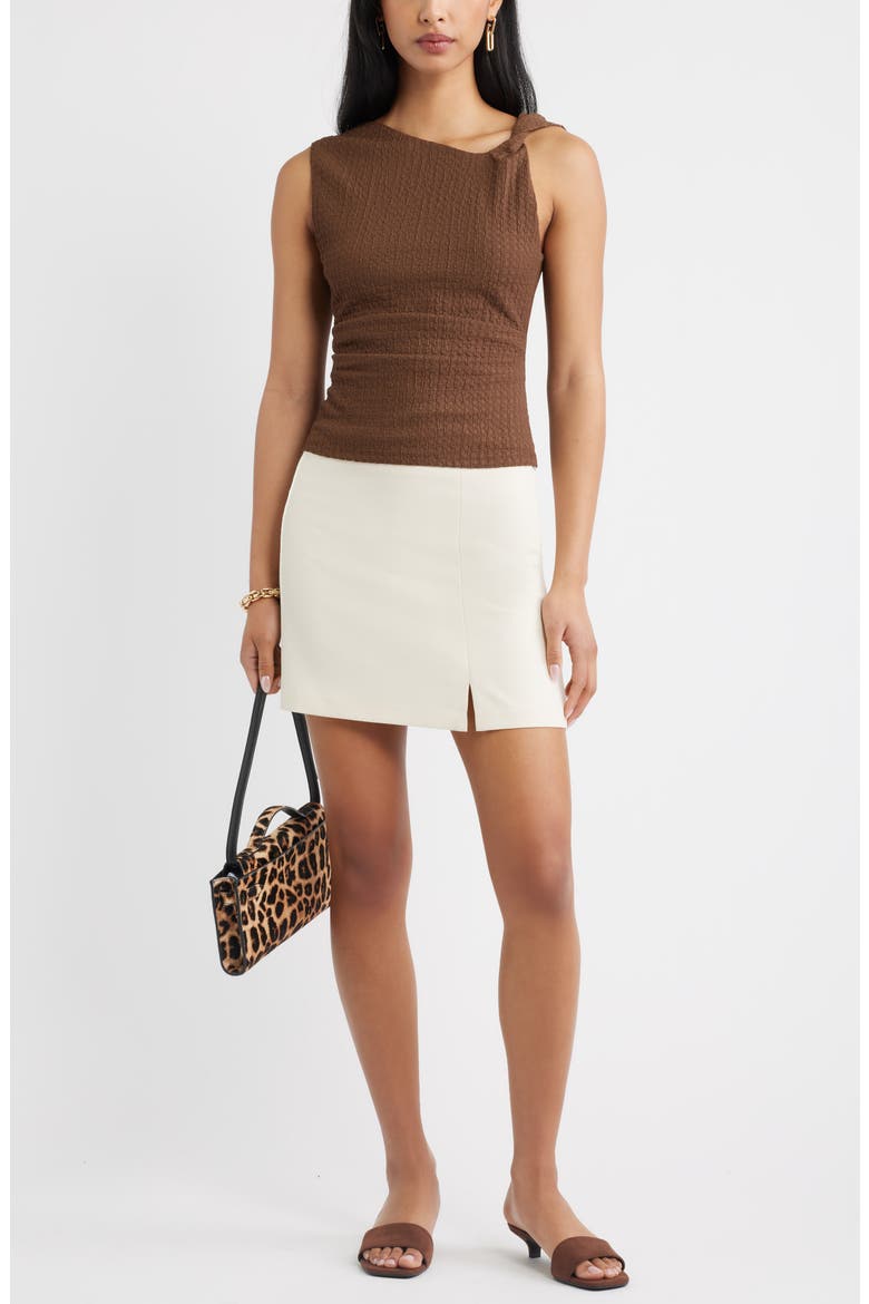 Twisted Shoulder Textured Tank, Alternate, color, BROWN TERRA
