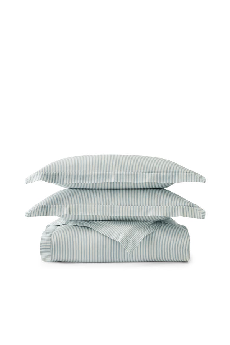 Ticking Stripe Soft Cotton Twill Duvet Cover Sets, Main, color, Blue