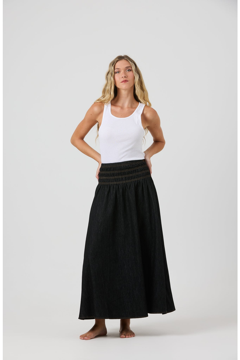 Hana Skirt, Alternate, color, Black Denim