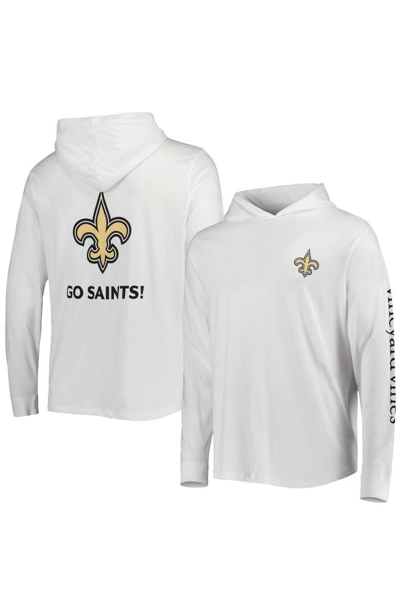 vineyard vines Men's Vineyard Vines White New Orleans Saints Local Long Sleeve Hoodie T-Shirt, Main, color, White