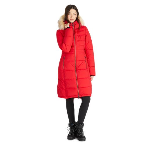 Pajar Jupiter Stretch Long Quilted Puffer in Current Red 