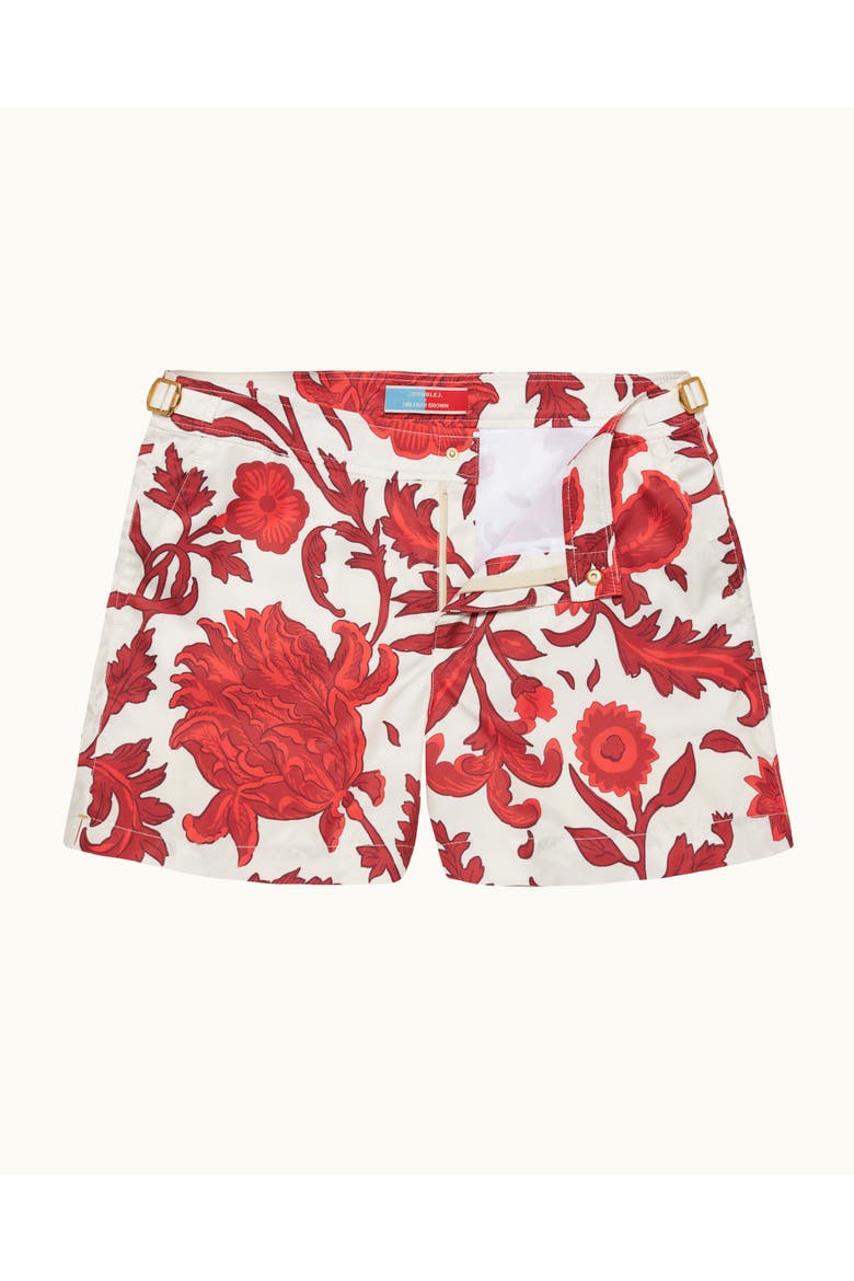 Setter x La DoubleJ Dragonflower Shorter-Length Tailored-Fit Swim Shorts, Main, color, SUMMER RED/WHITE SAND