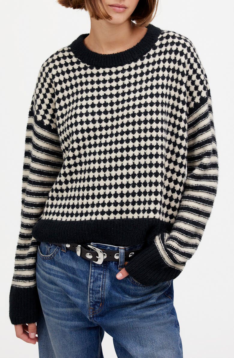 Madewell Mixed Stripe Raglan Pullover Sweater, Main, color,