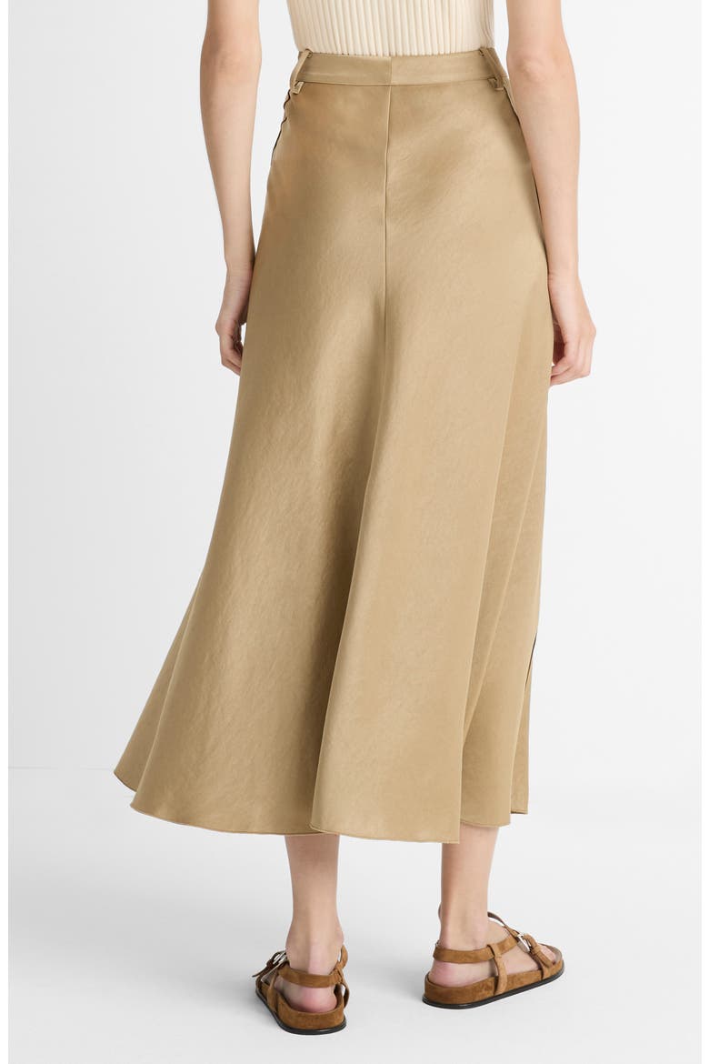 Satin A-Line Midi Skirt, Alternate, color, DUNE STONE