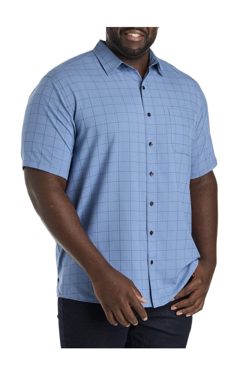 Synrgy by DXL Big & Tall Medium Plaid Microfiber Sport Shirt, Main, color, Blue
