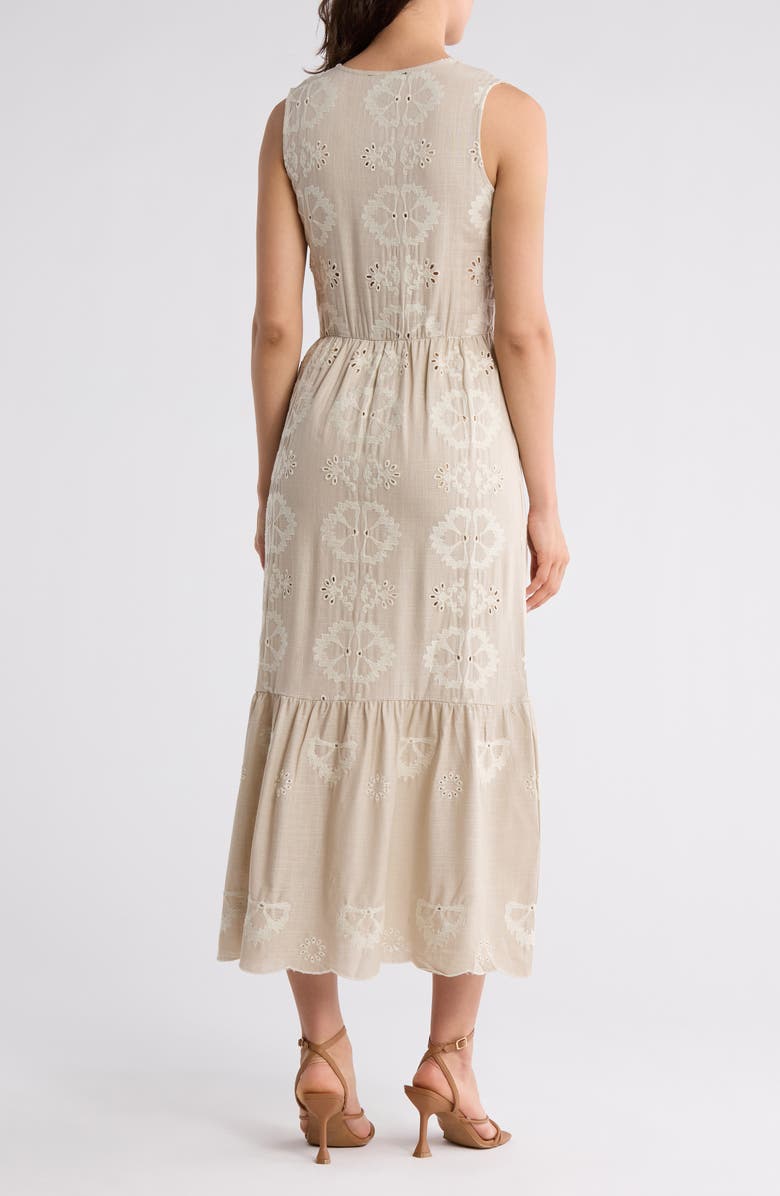 Ellen Tracy Sleeveless Embroidered Eyelet Dress, Alternate, color, 