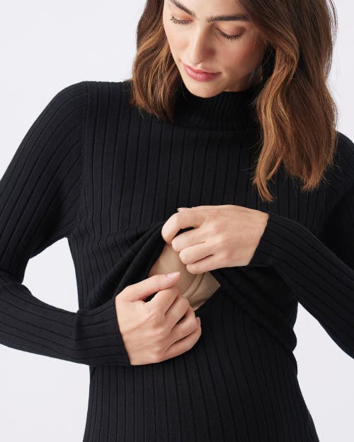 Ripe Maternity Nella Rib Nursing Knit Dress In Black
