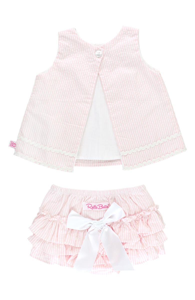 RuffleButts Seersucker Ric Rac Swing Top & Bloomers, Alternate, color, 
