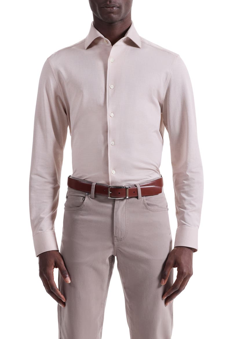 Devon OoohCotton® Houndstooth Button-Up Shirt, Main, color, SAND