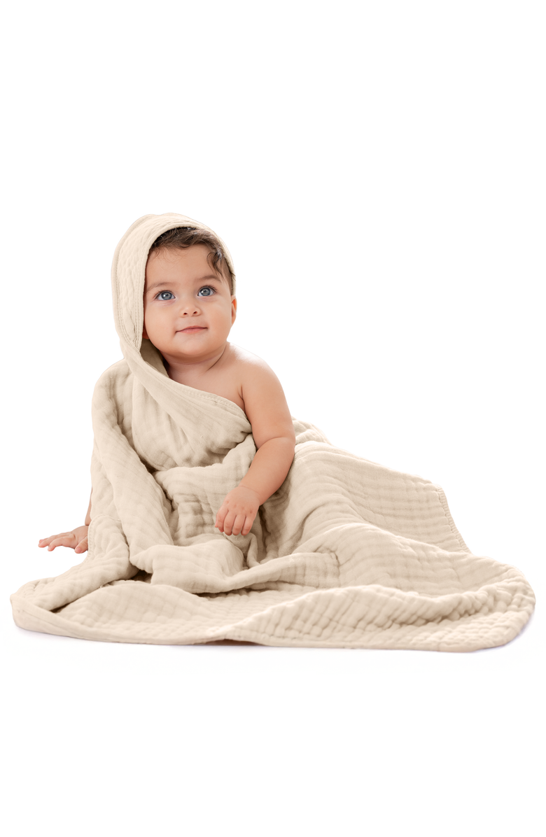 Comfy Cubs Hooded Baby Towels - 6 Layers, Pack of 1, Main, color, Sand