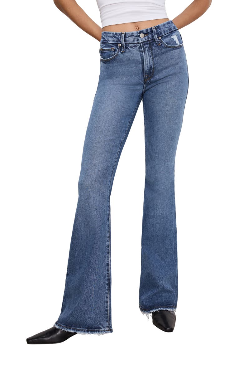Good Legs Raw Hem Flare Jeans, Main, color, INDIGO513