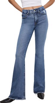 Good American Good Legs Raw Hem Flare Jeans