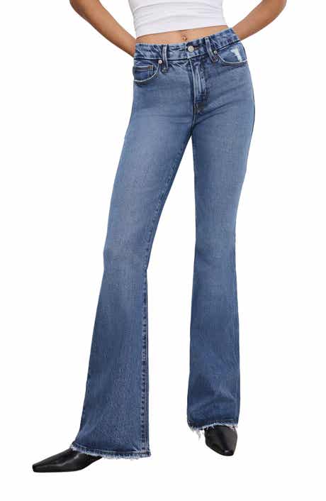 Good American Good Legs Raw Hem Flare Jeans