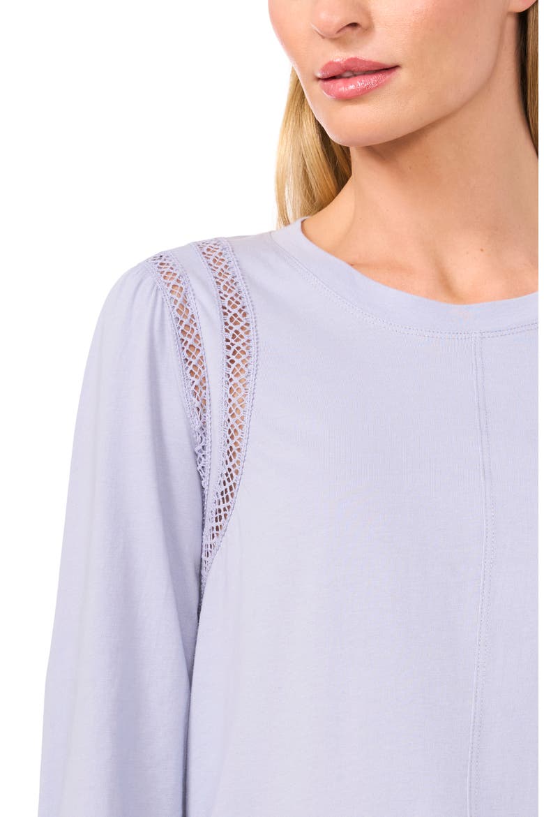 Lace Inset Long Sleeve Jersey Top, Alternate, color, SLATE BLUE