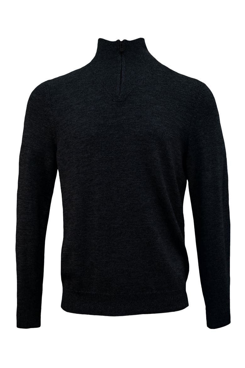 Quest Fully Fashioned Quarter-zip Merino Sweater, Main, color, Black Solid