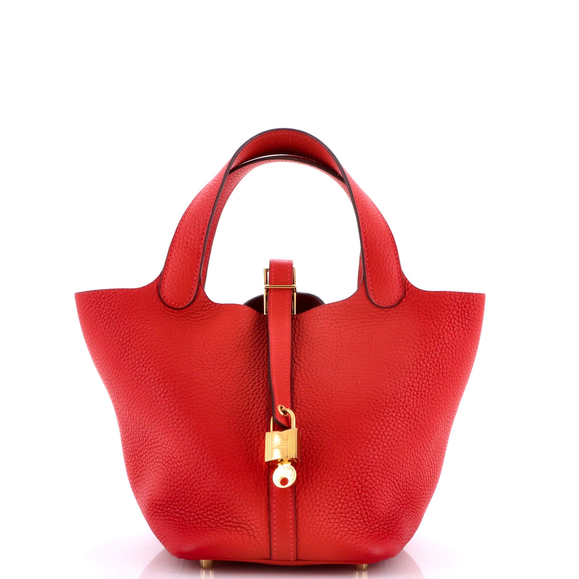 Pre-Owned Hermes Picotin Lock Bag Clemence PM, Main, color, Rouge Casaque