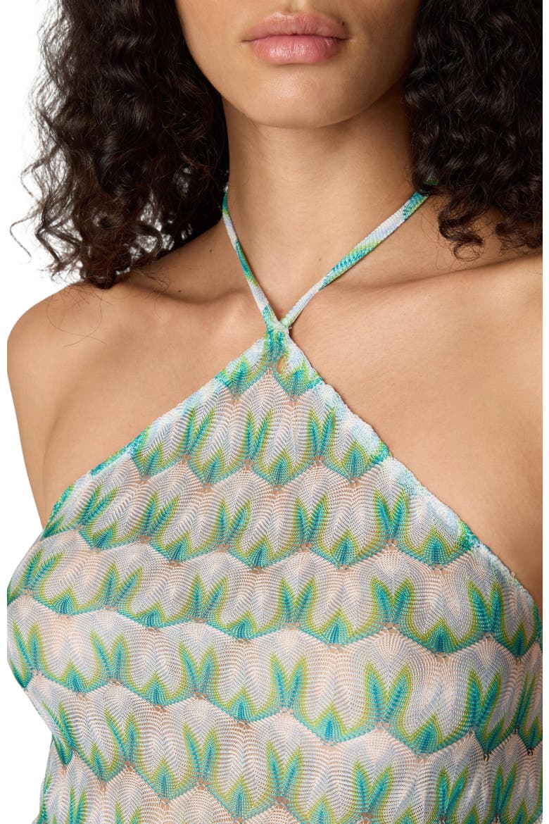 Top In Viscose With Floral Pattern And Halter Neckline, Alternate, color, Multicoloured
