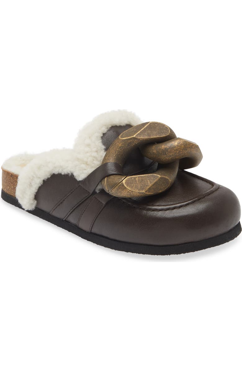 JW Anderson Chain Link Genuine Shearling Lined Loafer Mule, Main, color,