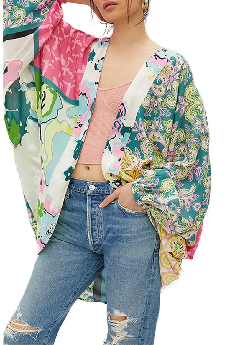 Mixed Pattern Jacket, Main, color, PINK