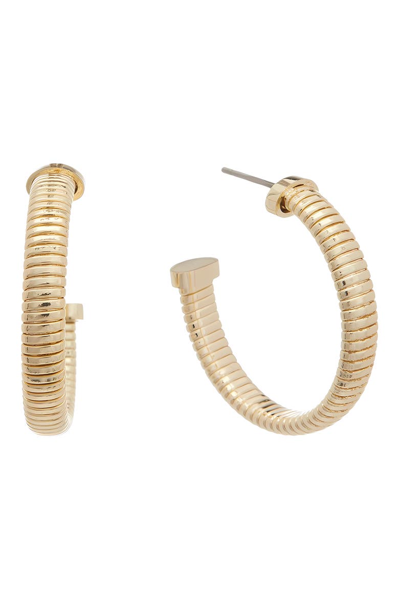 Textured Hoop Earrings, Main, color, YELLOW