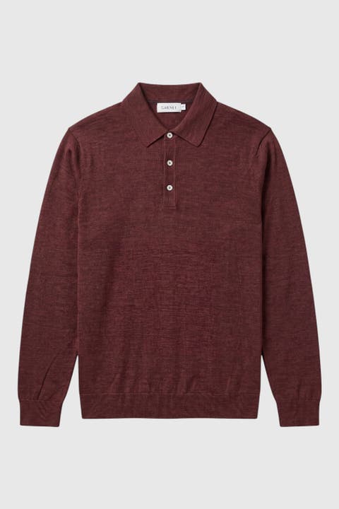 Men's Wool Solid Polo Sweater